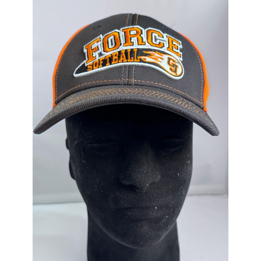 Pukka GJ Force Softball Cap Orange Black Embroidered‎ Adjustable Hat Fast Pitch